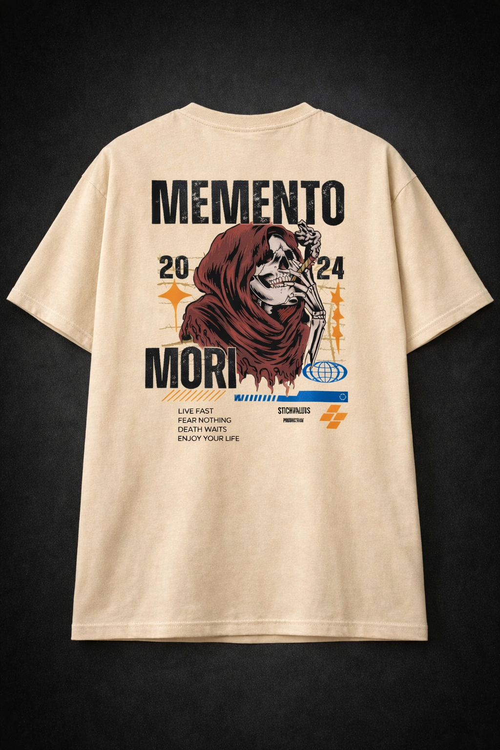 Memento Mori 2024 Streetwear Graphic - Grim Reaper Smoking Cigar