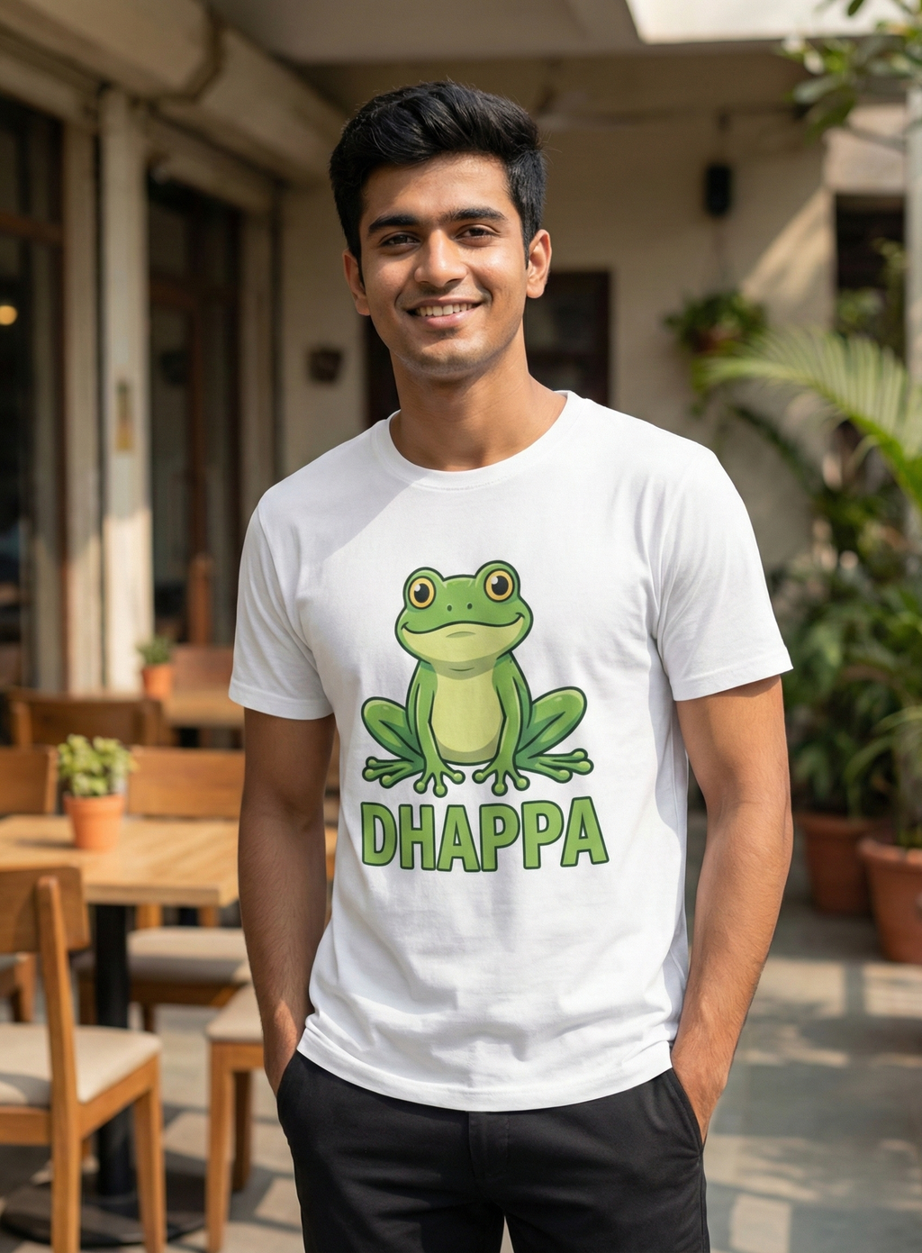 Dhappa Frog Graphic T-Shirt – Funny Cute Cartoon Tee for Men