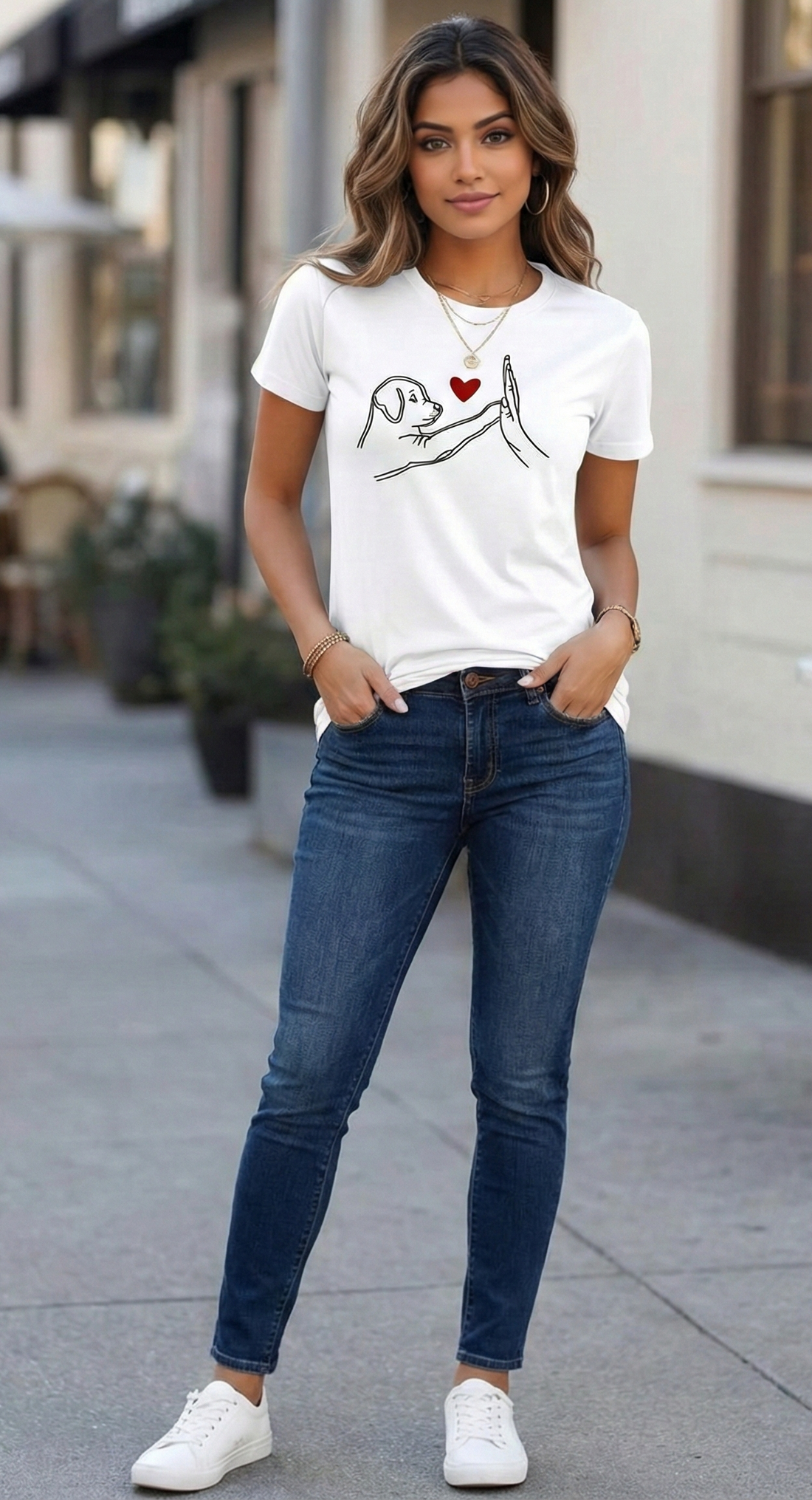 Cute Dog Love Graphic T-Shirt – Minimal Pet Lover Tee for Women