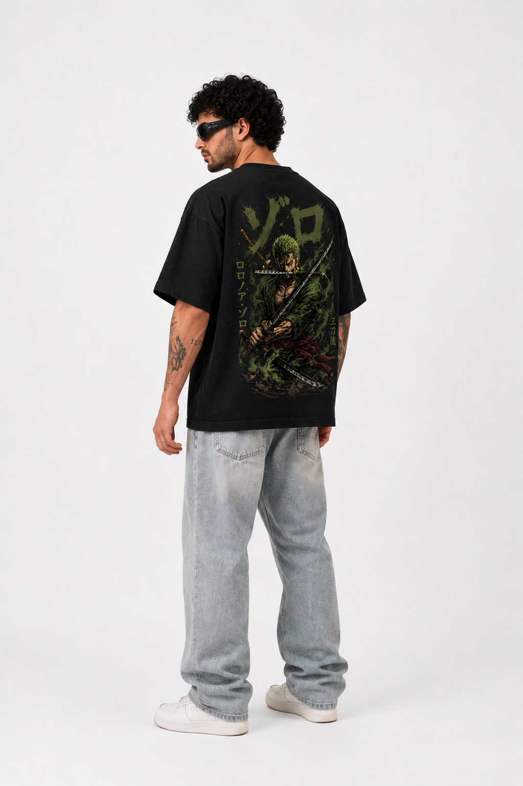 StitchVaults Zoro Shadow Warrior Oversized Anime T-Shirt for Men