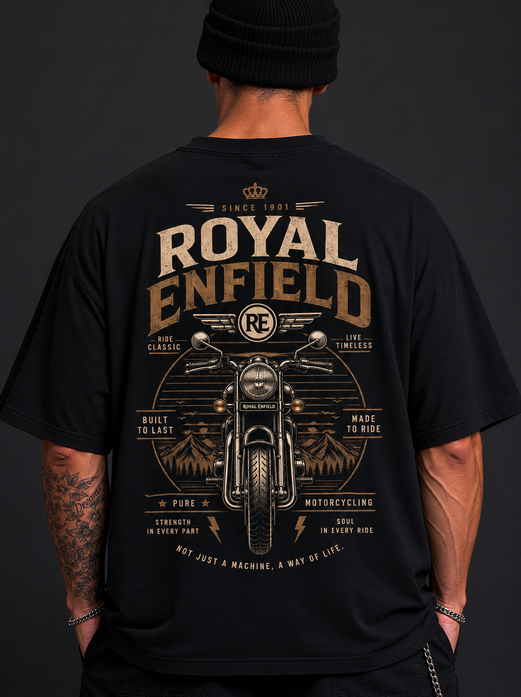StitchVaults™ Royal Enfield Legacy Rider Oversized T-Shirt for Men