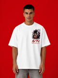 LUFFY GEAR 4 SNAKEMAN™ Oversized Anime Streetwear Tee – White Edition