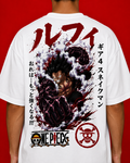 LUFFY GEAR 4 SNAKEMAN™ Oversized Anime Streetwear Tee – White Edition
