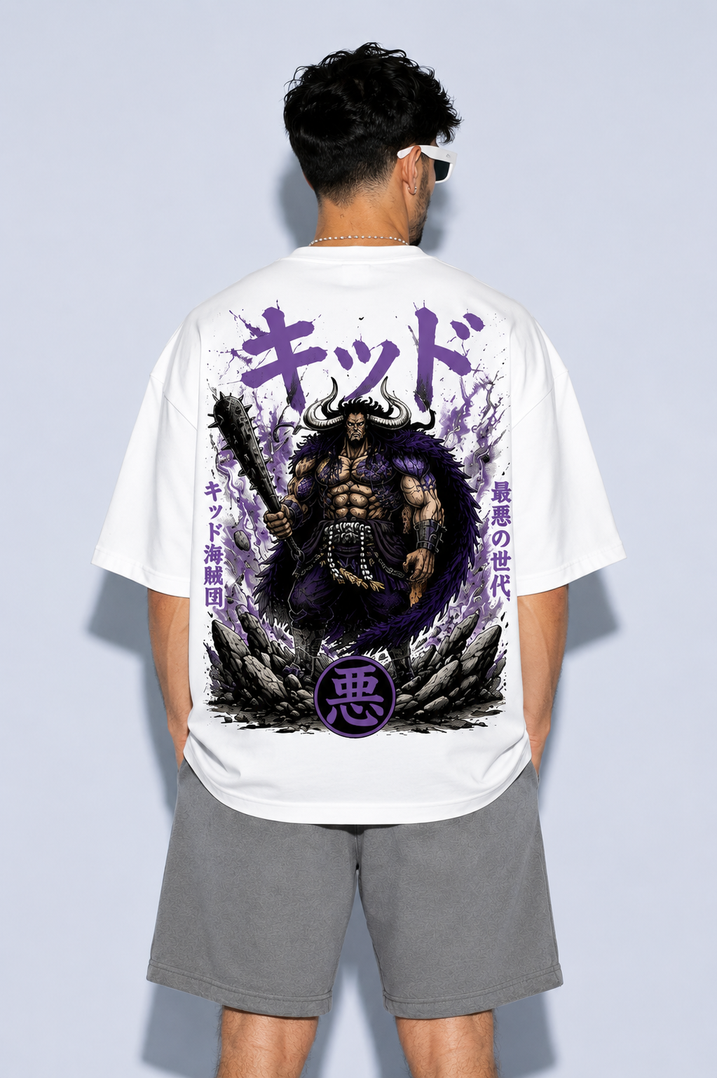 StitchVaults™ Kaido Thunder Emperor Oversized Anime T-Shirt for Men