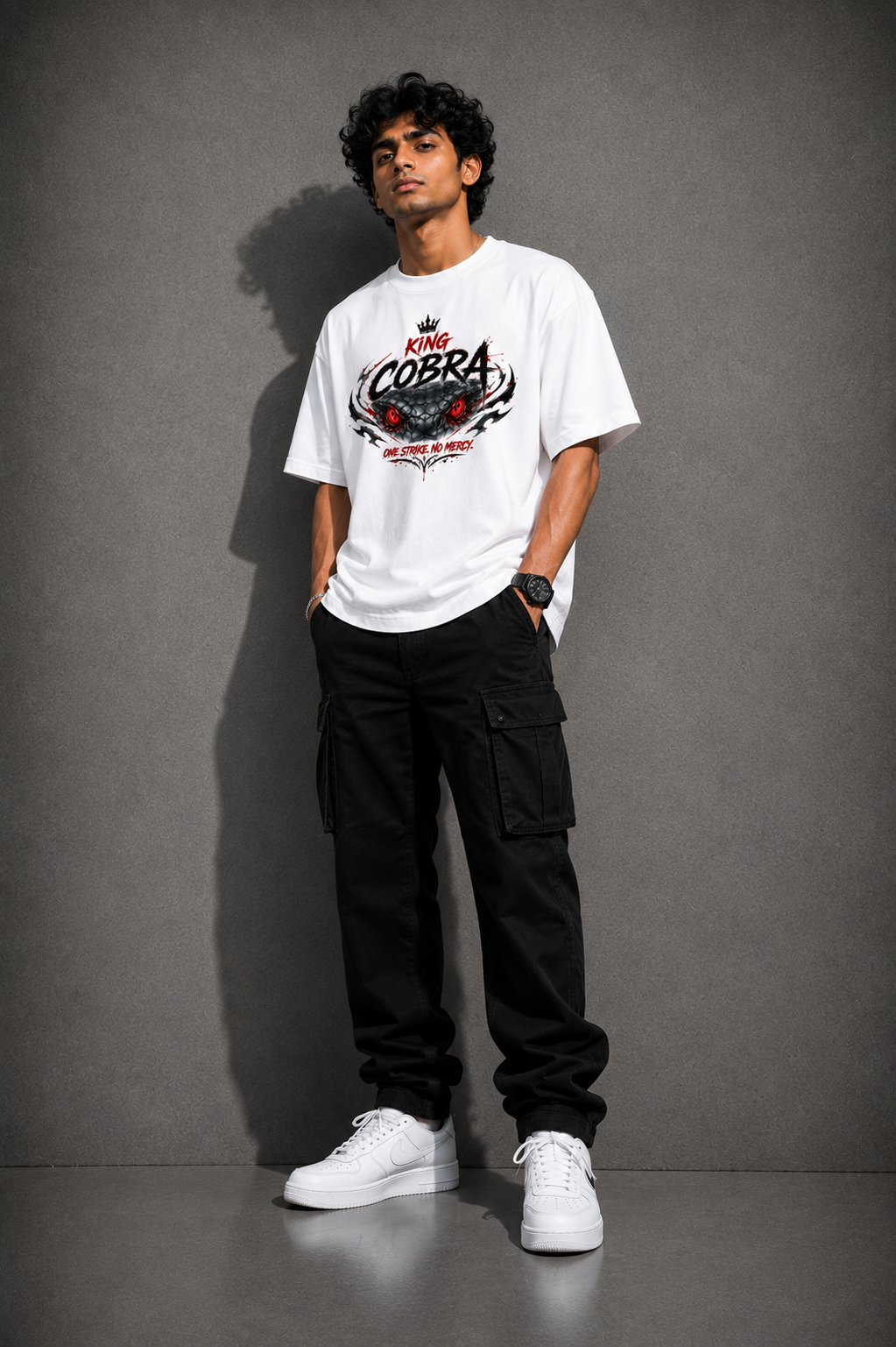 StitchVaults™ King Cobra Oversized Graphic T-Shirt for Men
