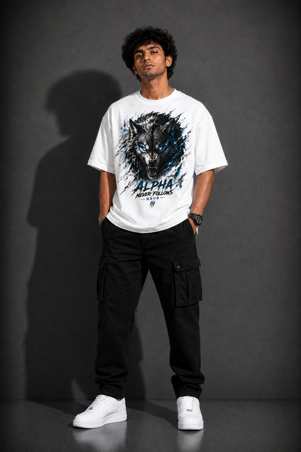 StitchVaults™ Alpha Never Follows Wolf Oversized Graphic T-Shirt