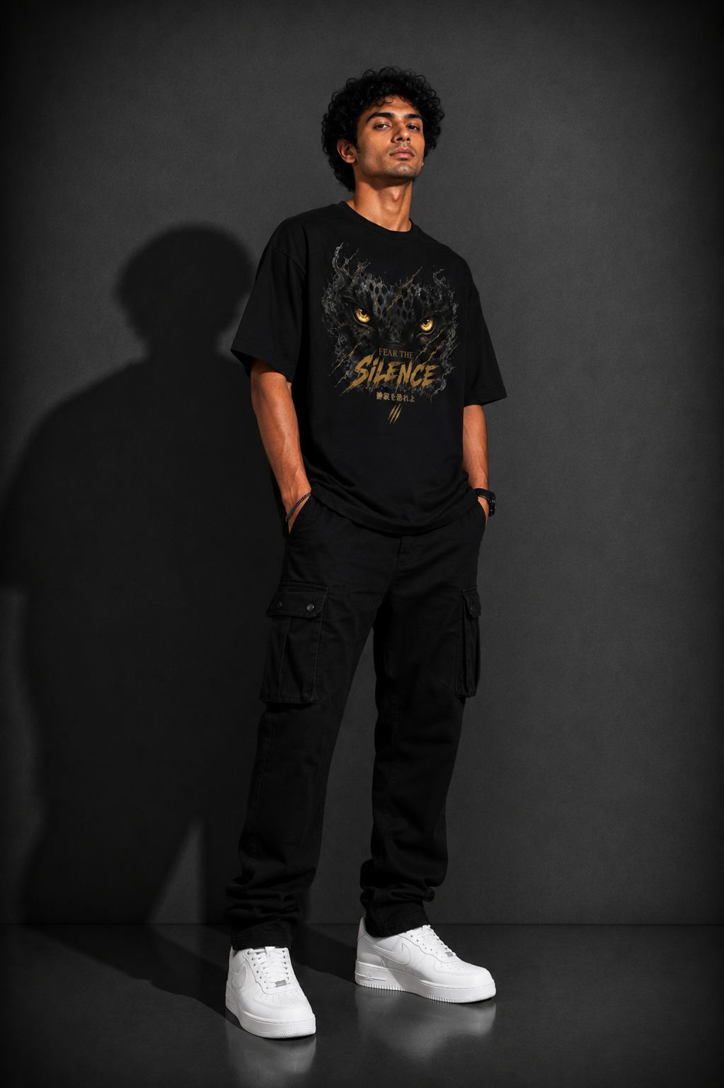 StitchVaults™ Fear The Silence Oversized Panther Graphic T-Shirt for Men