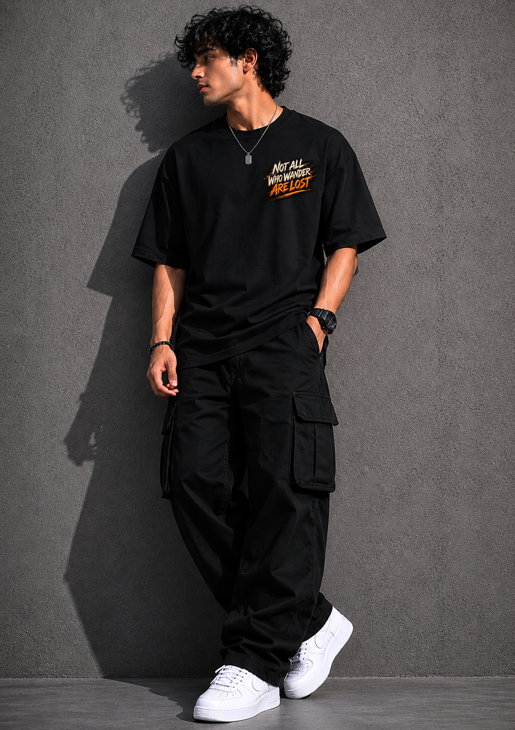 StitchVaults™ Not All Who Wander Are Lost Oversized Biker T-Shirt for Men