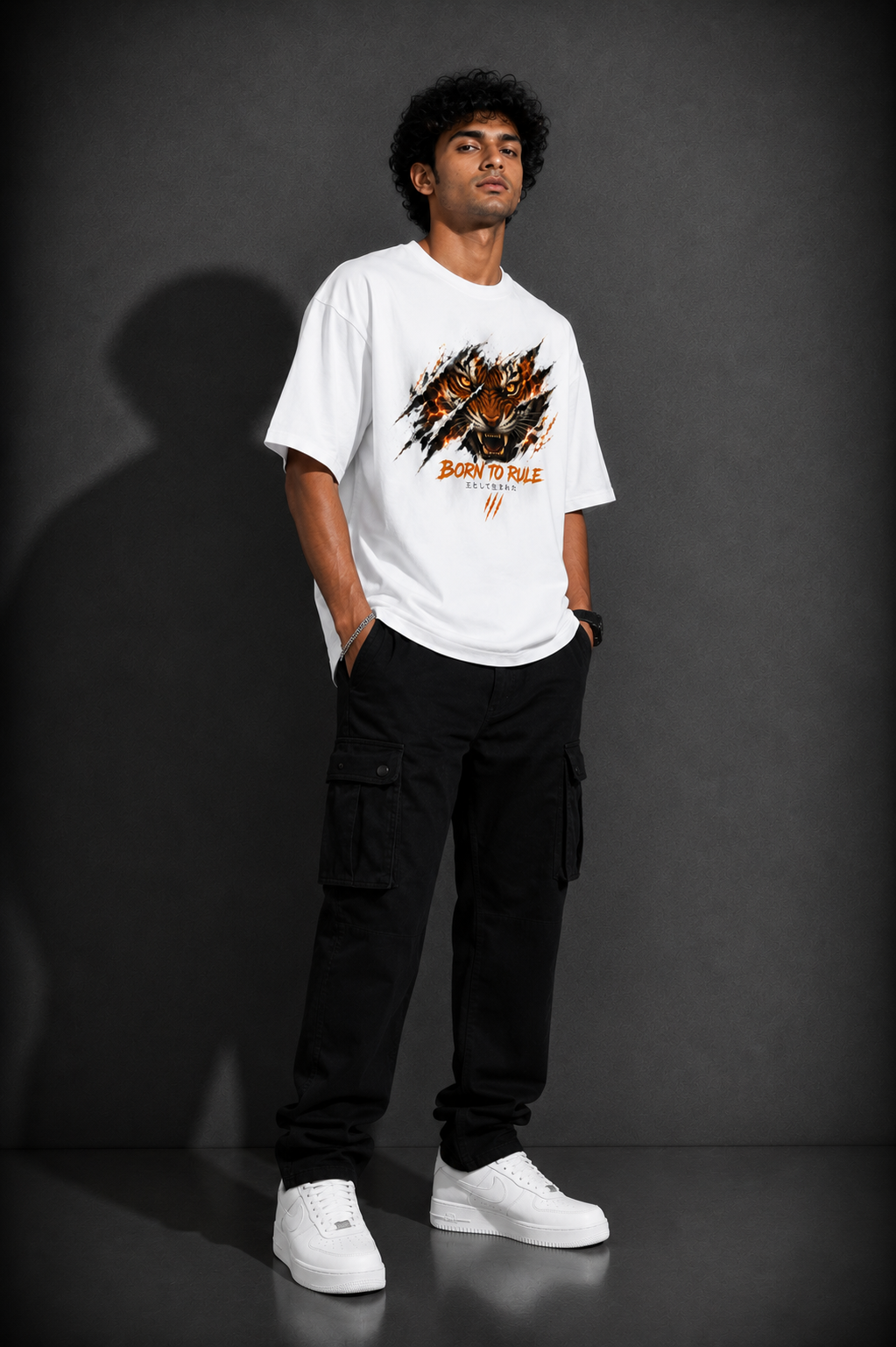 StitchVaults™ Born To Rule Tiger Oversized Graphic T-Shirt