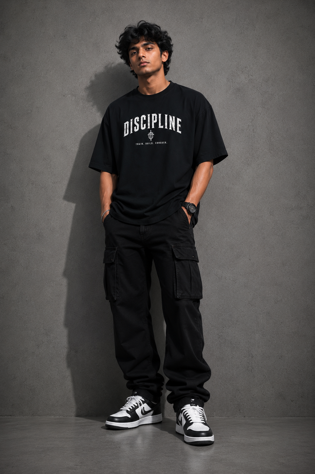 StitchVaults™ Discipline Oversized Gym T-Shirt – Train. Build. Conquer.