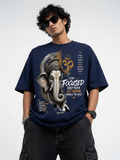 StitchVaults™ Stay Focused Ganpati Oversized Graphic T-Shirt