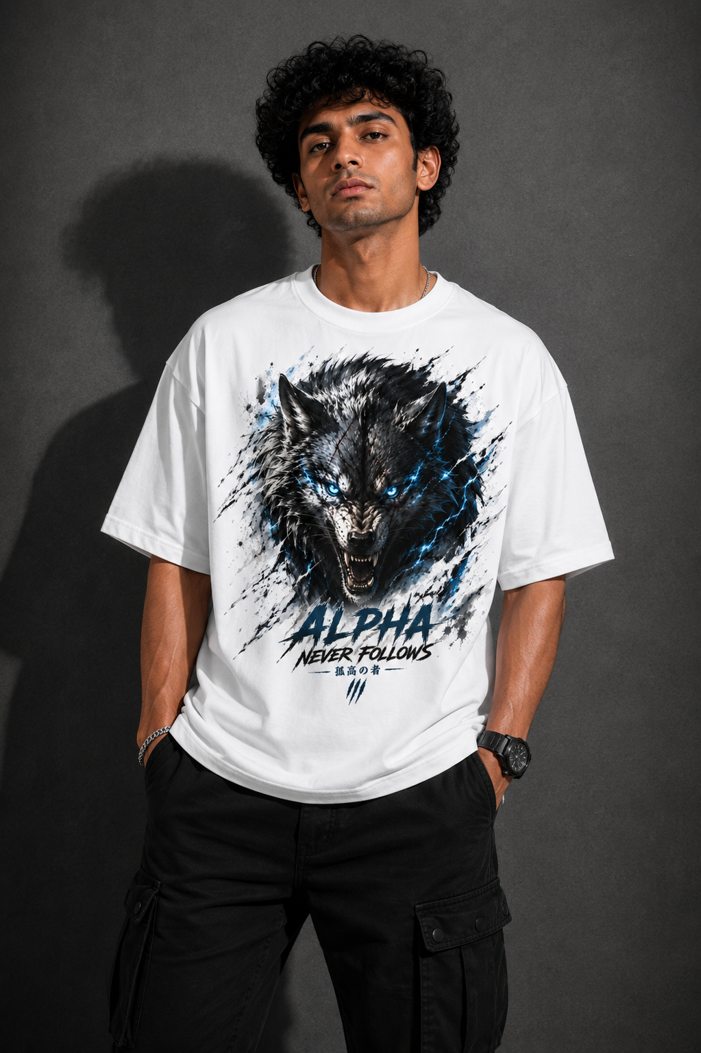 StitchVaults™ Alpha Never Follows Wolf Oversized Graphic T-Shirt