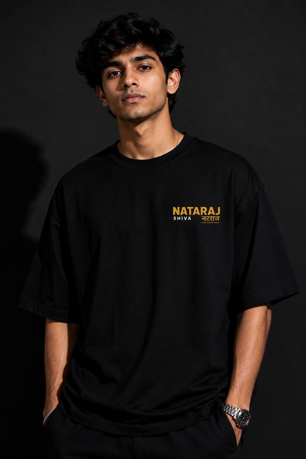 StitchVaults™ Nataraj Shiva Oversized Graphic T-Shirt for Men
