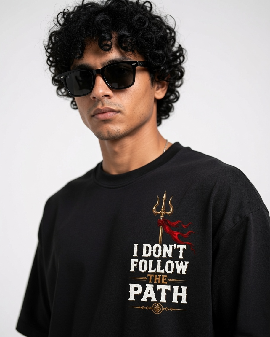 StitchVaults™ I Don't Follow The Path Oversized T-Shirt – Mahadev Edition