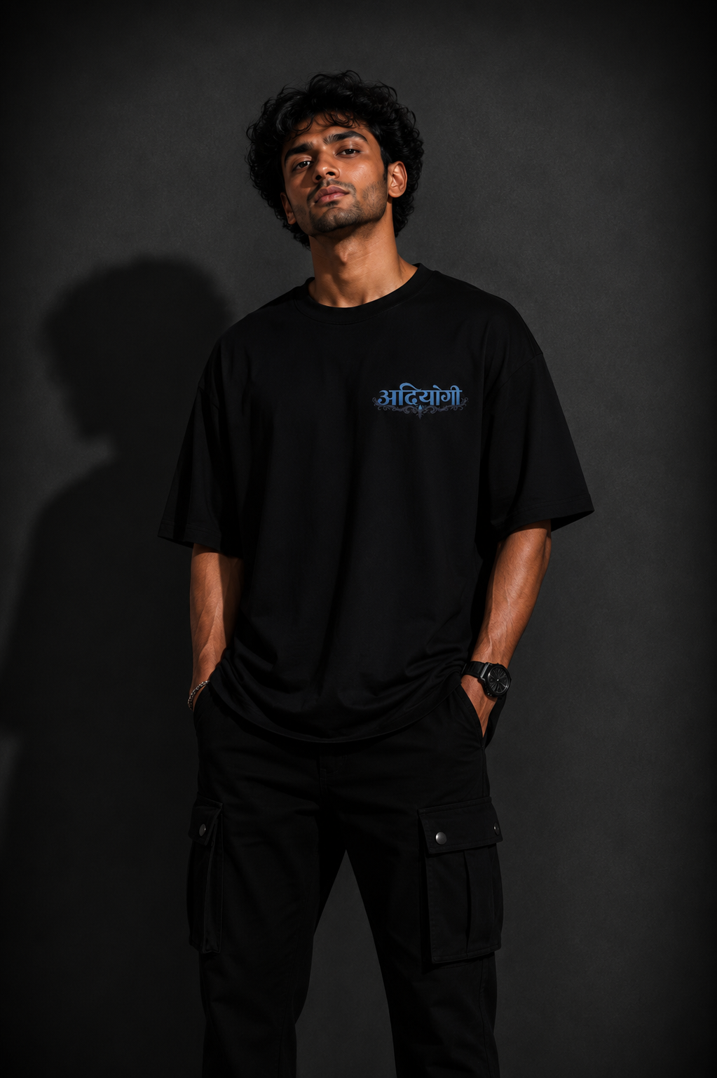StitchVaults™ Adiyogi Oversized Spiritual Graphic T-Shirt for Men
