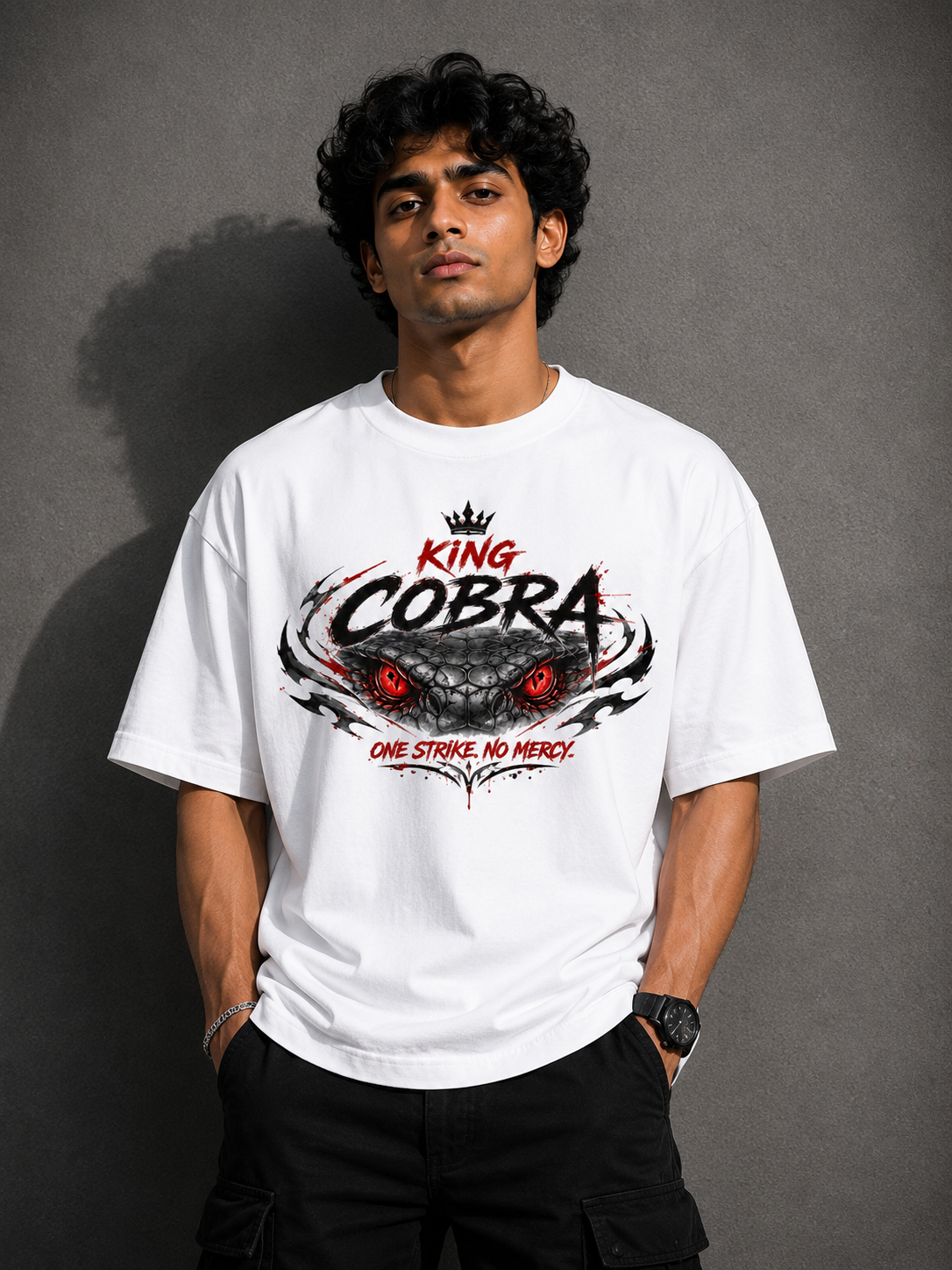 StitchVaults™ King Cobra Oversized Graphic T-Shirt for Men