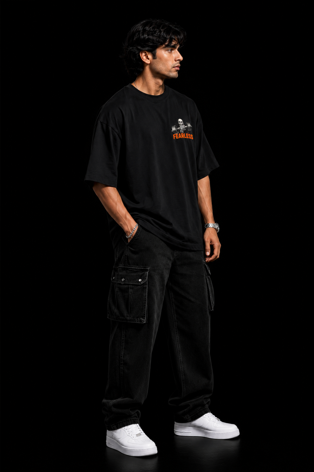 StitchVaults™ Fearless Heavy Lifter Oversized Gym T-Shirt – No Pain No Excuses Edition
