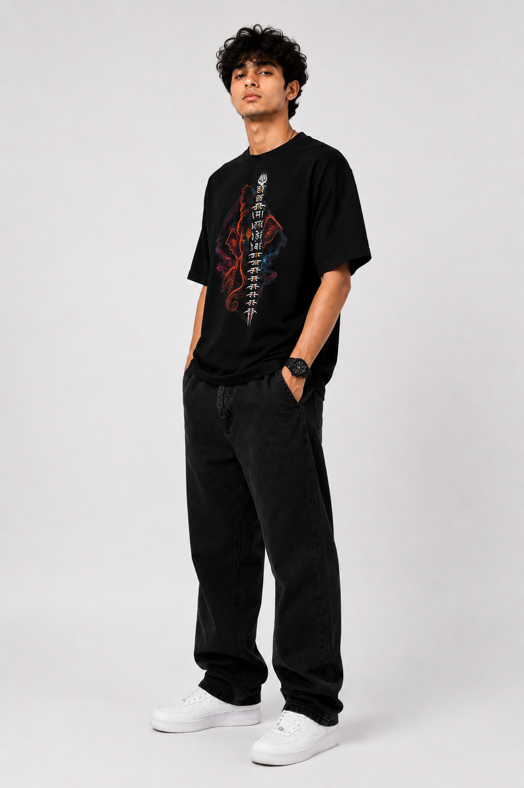 StitchVaults™ Har Har Mahadev Ganesha Oversized Graphic T-Shirt – GANESHA LEGACY™ Collection | Premium Cotton