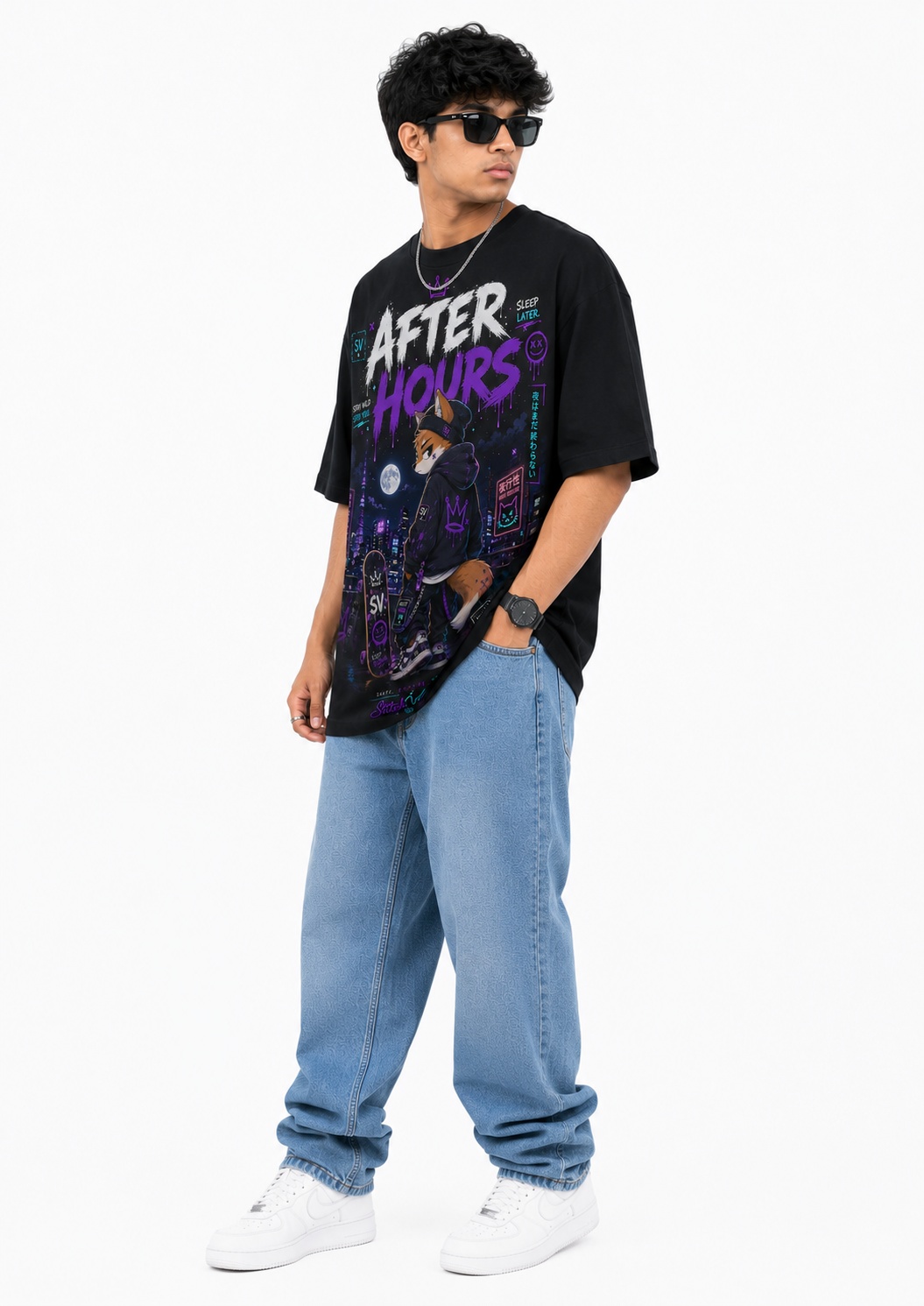StitchVaults™ After Hours Oversized Graphic T-Shirt – Kawaii Street™ Collection | Premium Cotton