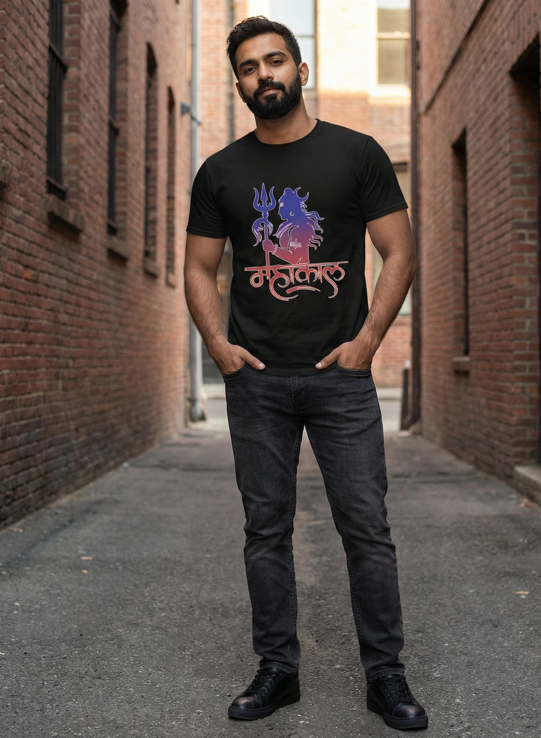 Mahakal Lord Shiva graphic t-shirt for men black spiritual streetwear tee