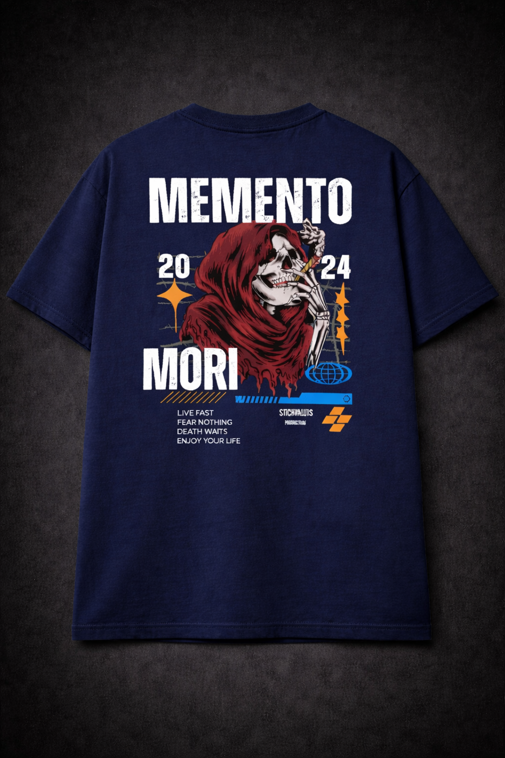 Memento Mori 2024 Streetwear Graphic - Grim Reaper Smoking Cigar