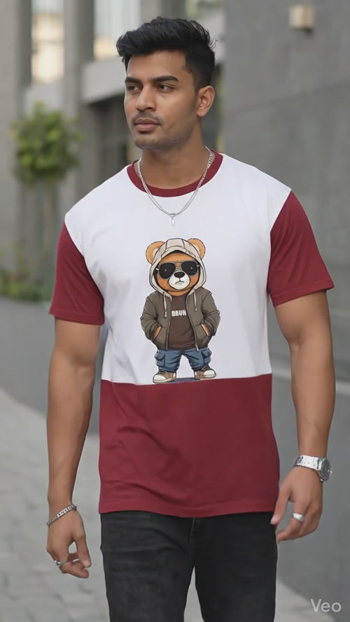 Bruh Bear Graphic T-Shirt for Men - Cool Attitude Streetwear Tee by Stitchvaults with cartoon bear print