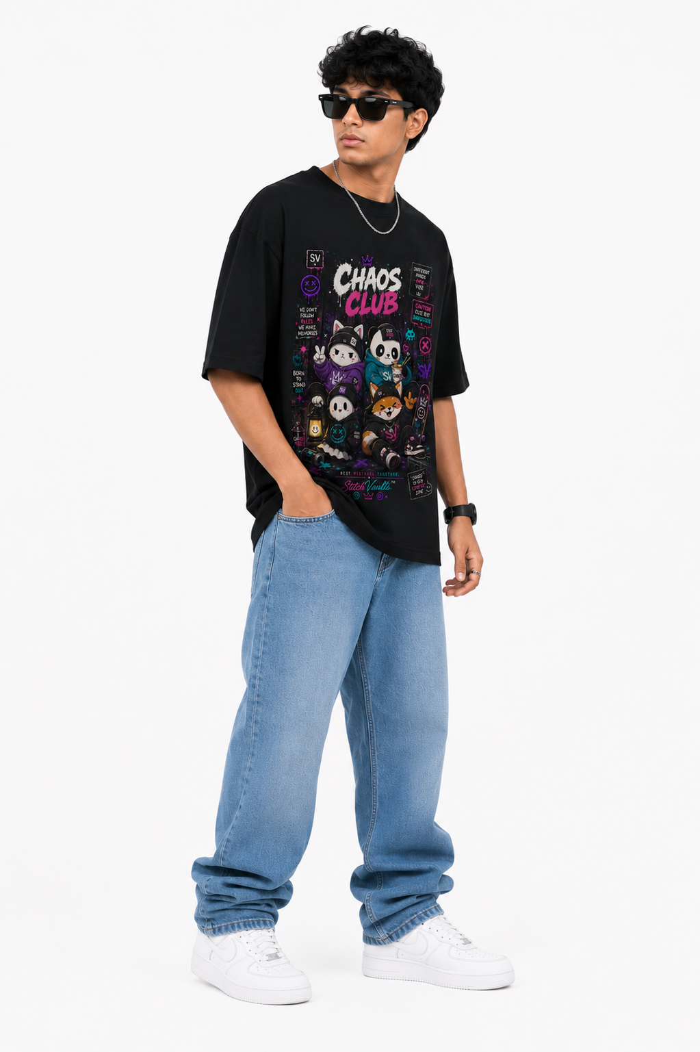 StitchVaults™ Chaos Club Oversized Graphic T-Shirt – Kawaii Street™ Collection