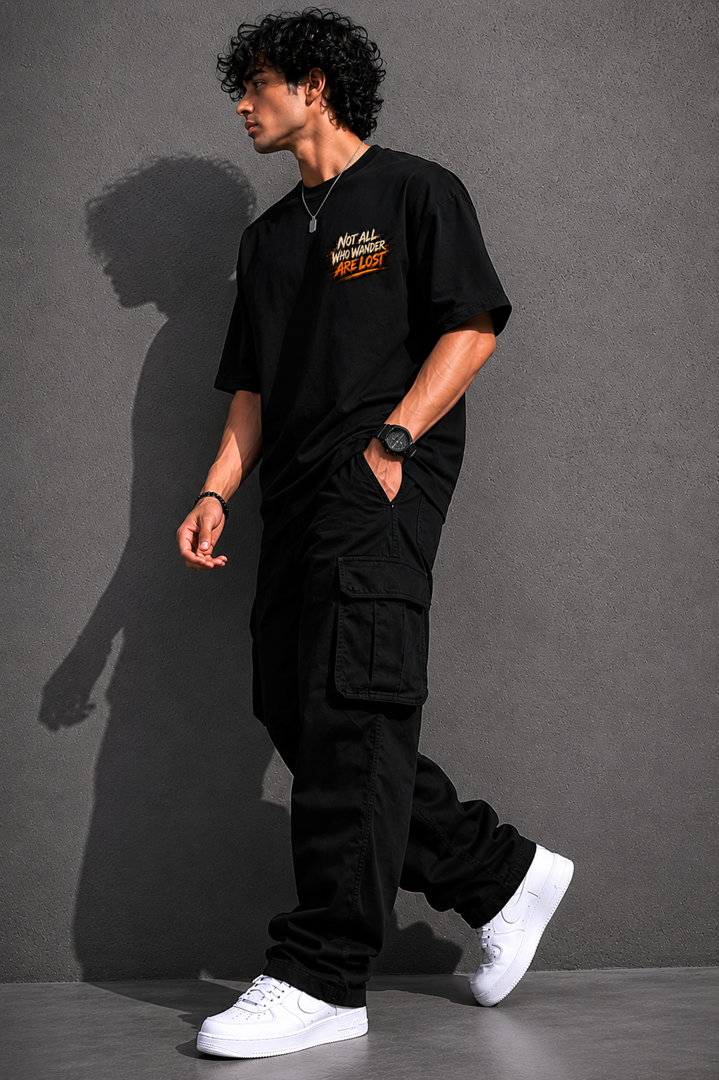 StitchVaults™ Not All Who Wander Are Lost Oversized Biker T-Shirt for Men