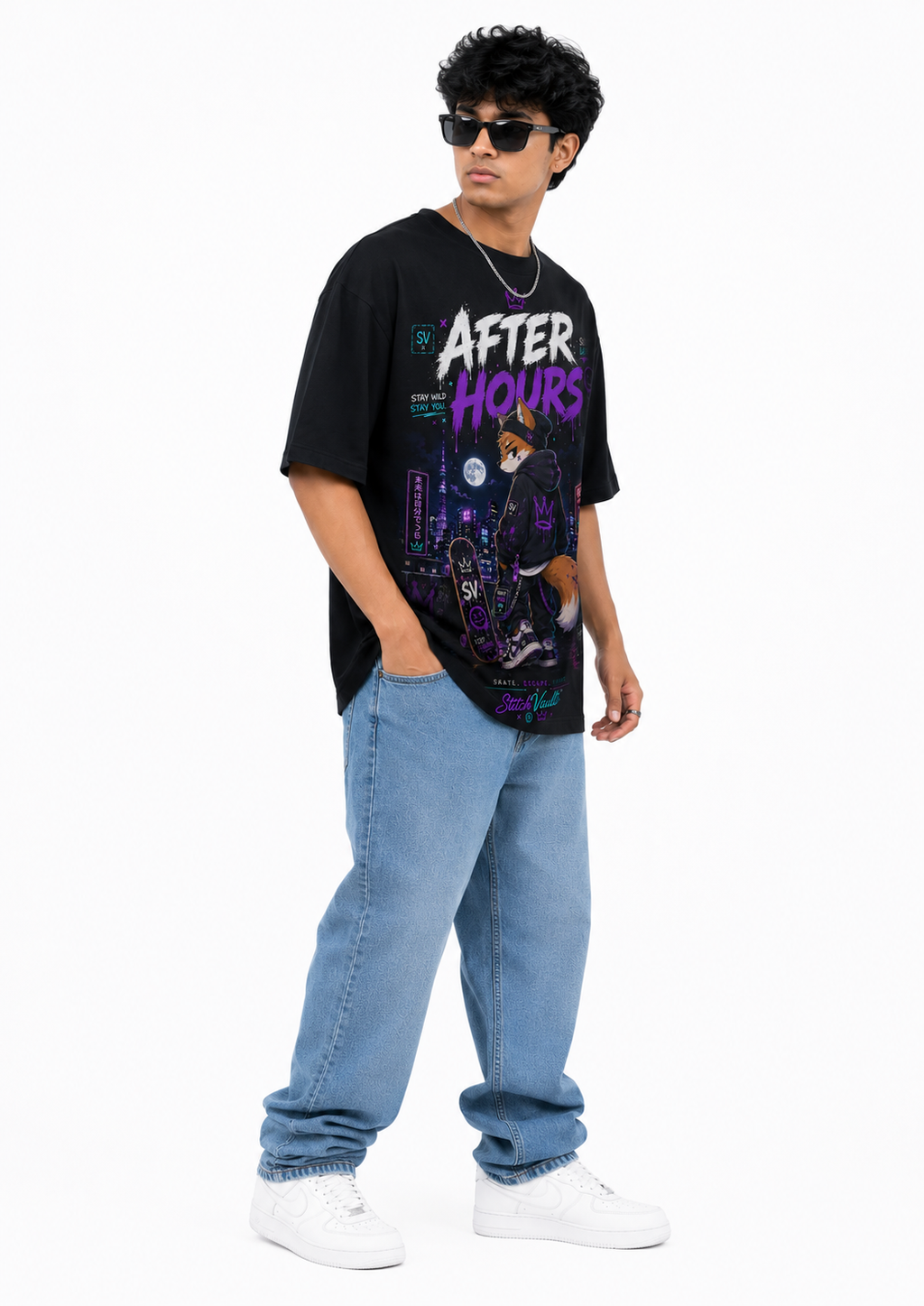 StitchVaults™ After Hours Oversized Graphic T-Shirt – Kawaii Street™ Collection | Premium Cotton