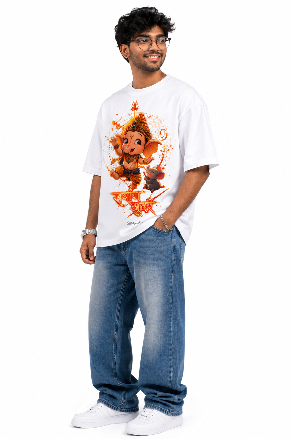 StitchVaults™ Sarvashreshtha Mitra Oversized Graphic T-Shirt – GANESHA LEGACY™ Collection | Premium Heavyweight Cotton