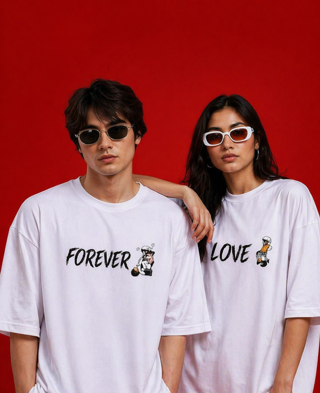 Forever Love Couple Graphic T-Shirt – Matching Minimal Printed T-Shirts for Couples