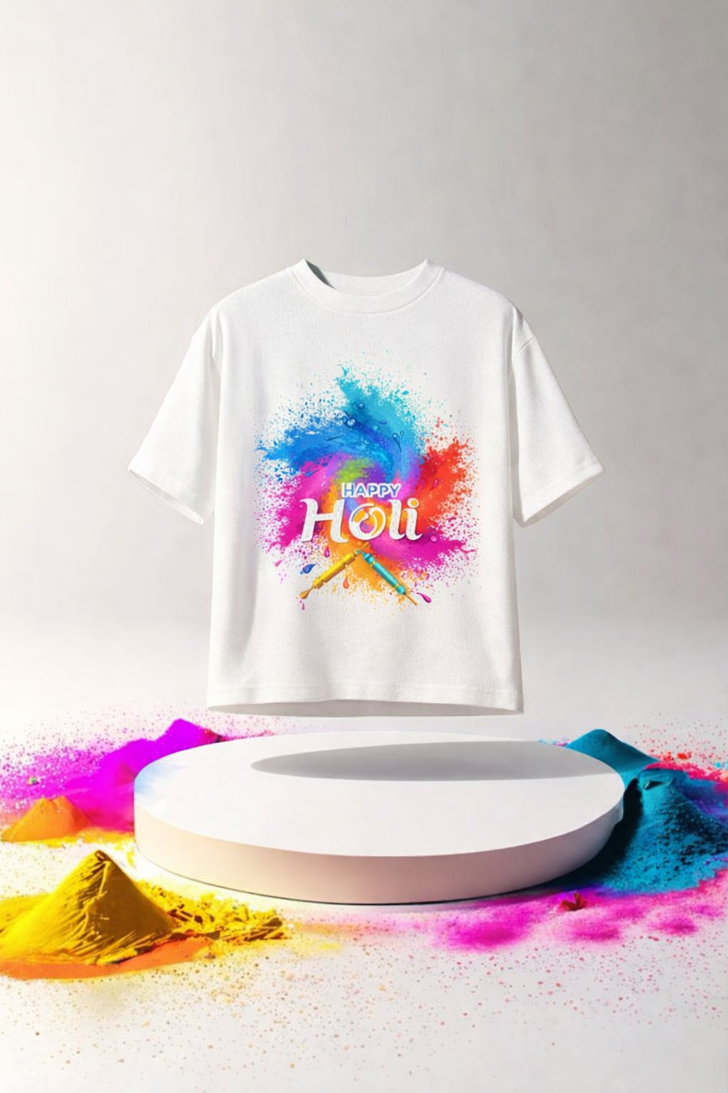 Happy Holi Color Splash Printed T-Shirt – Premium Cotton Festival Wear