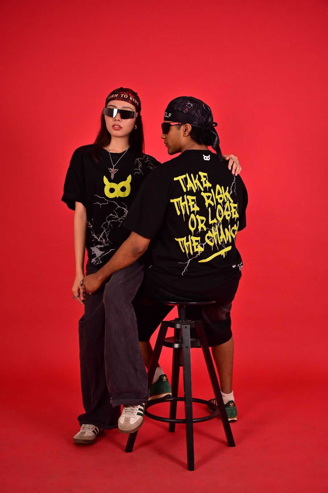 Akoom Black Oversized Unisex T-Shirt | Neon Graphic Streetwear Tee