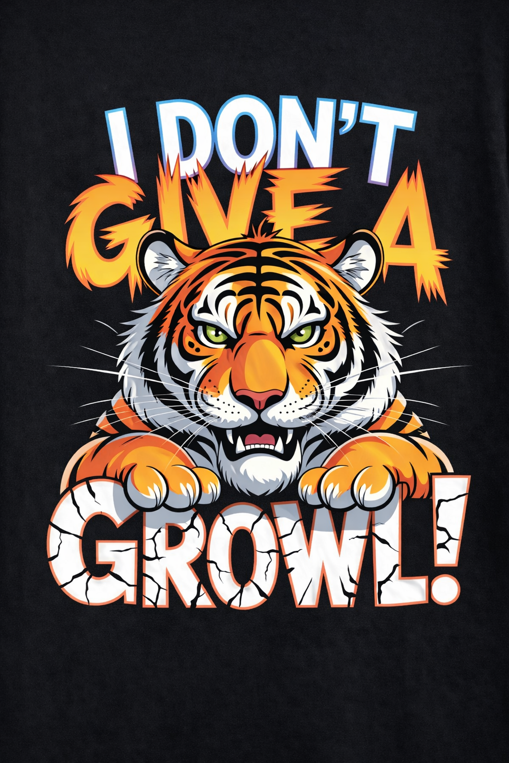 I Don’t Give a Growl Tiger Graphic T-Shirt – Bold Attitude Streetwear Tee for Men