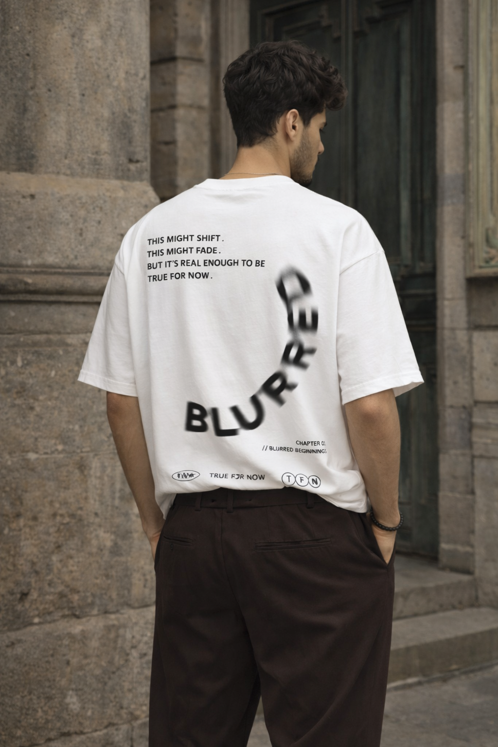 Blurred Reality Graphic T-Shirt – Minimalist Typography Streetwear Tee