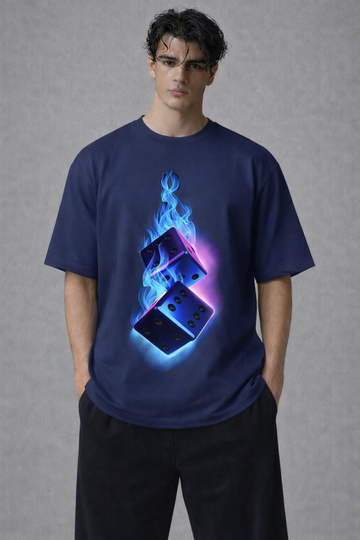 Burning Dice Graphic T-Shirt – Neon Luck Streetwear Tee