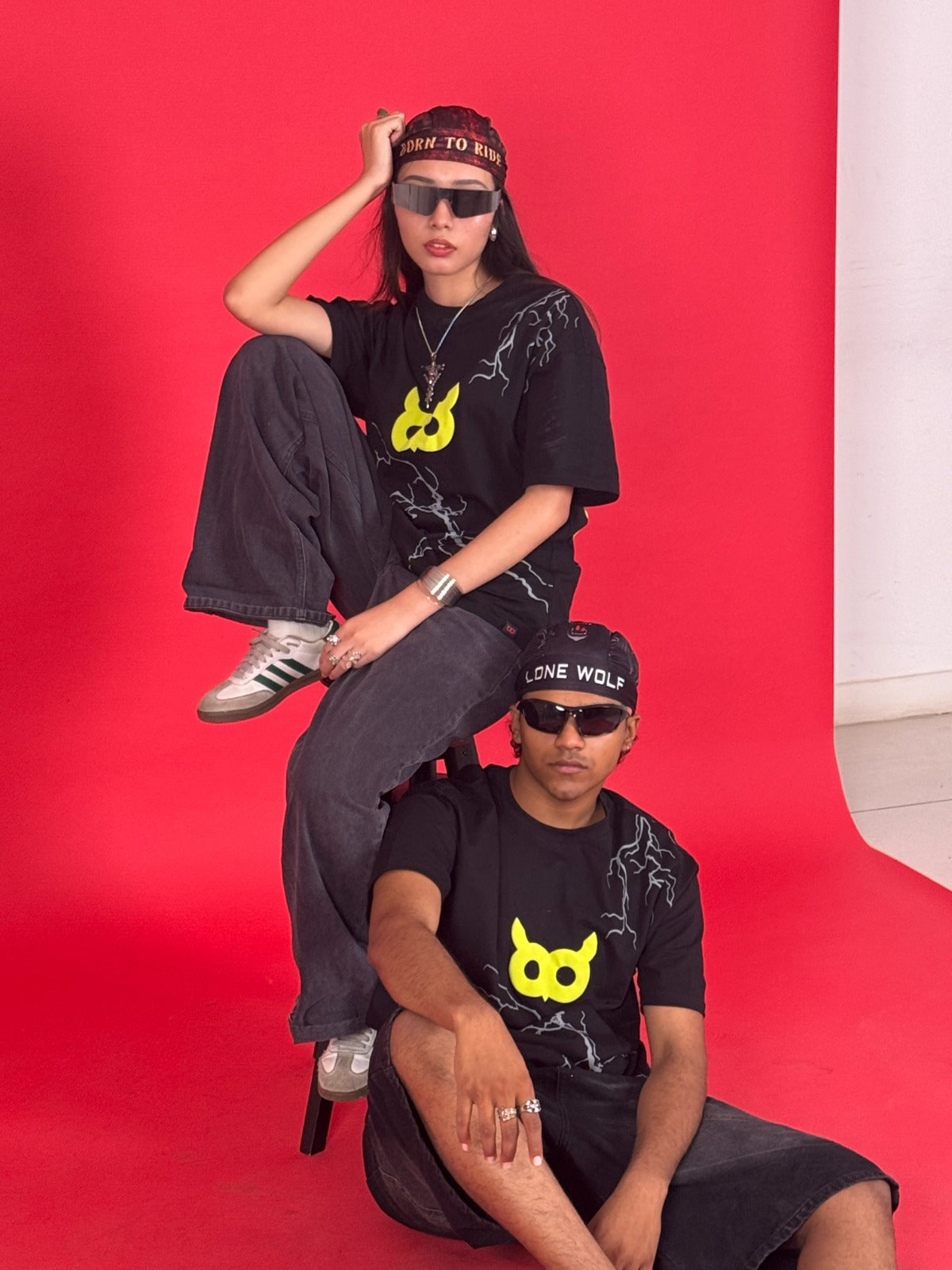 Akoom Black Oversized Unisex T-Shirt | Neon Graphic Streetwear Tee