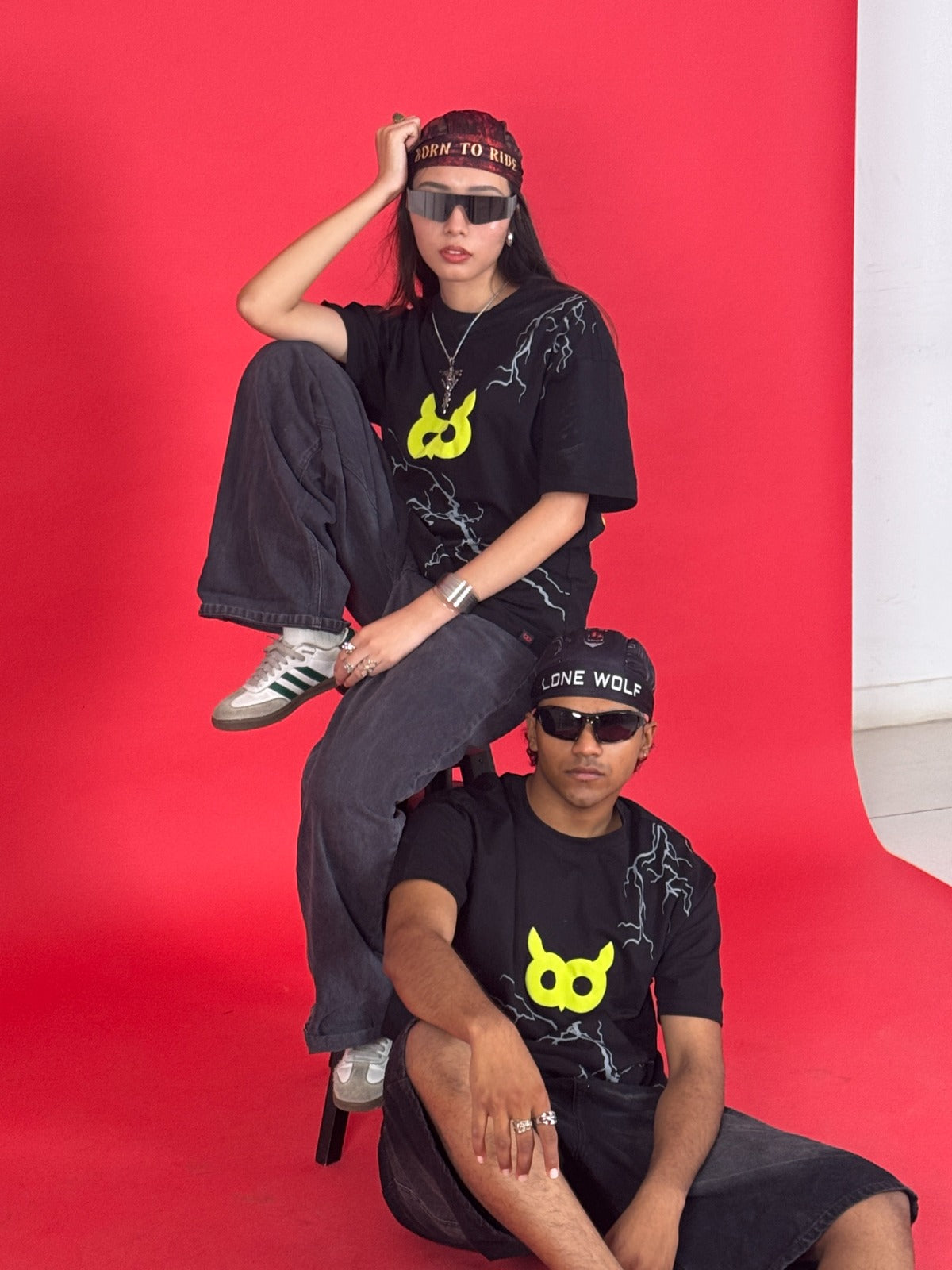 Akoom Black Oversized Unisex T-Shirt | Neon Graphic Streetwear Tee