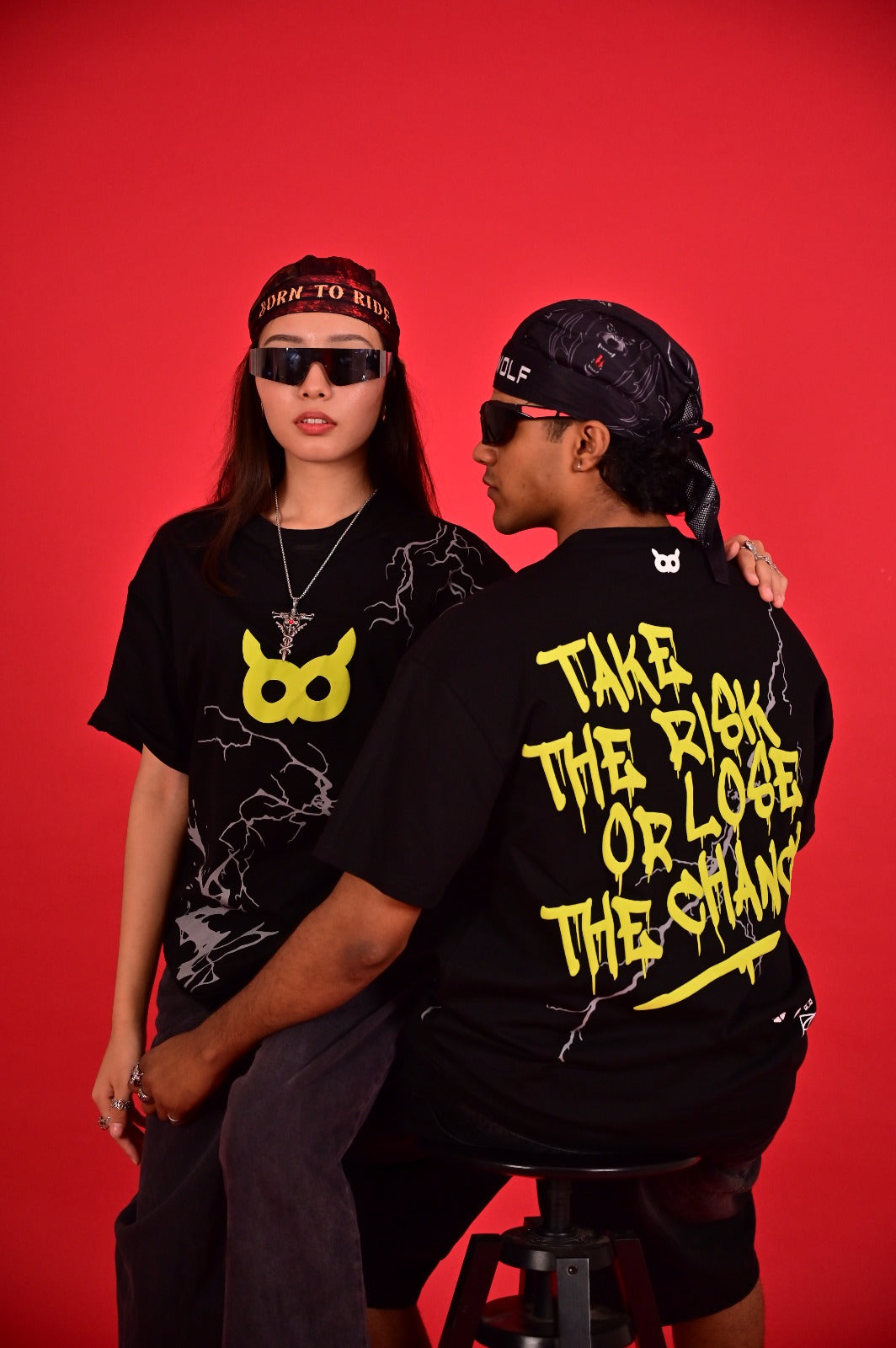 Akoom Black Oversized Unisex T-Shirt | Neon Graphic Streetwear Tee