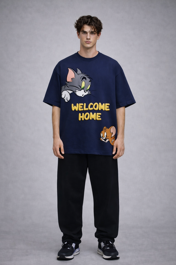 Tom & Jerry "Welcome Home" cartoon graphic t-shirt