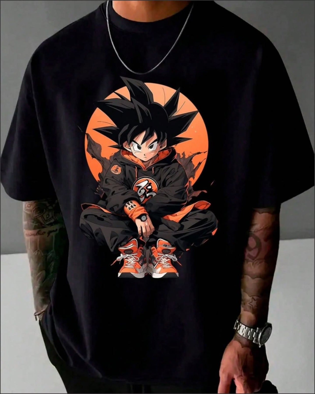 Urban Warrior Goku Oversized T-Shirt - Streetwear Anime Graphic Tee