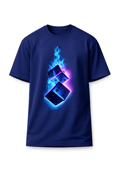 Burning Dice Graphic T-Shirt – Neon Luck Streetwear Tee
