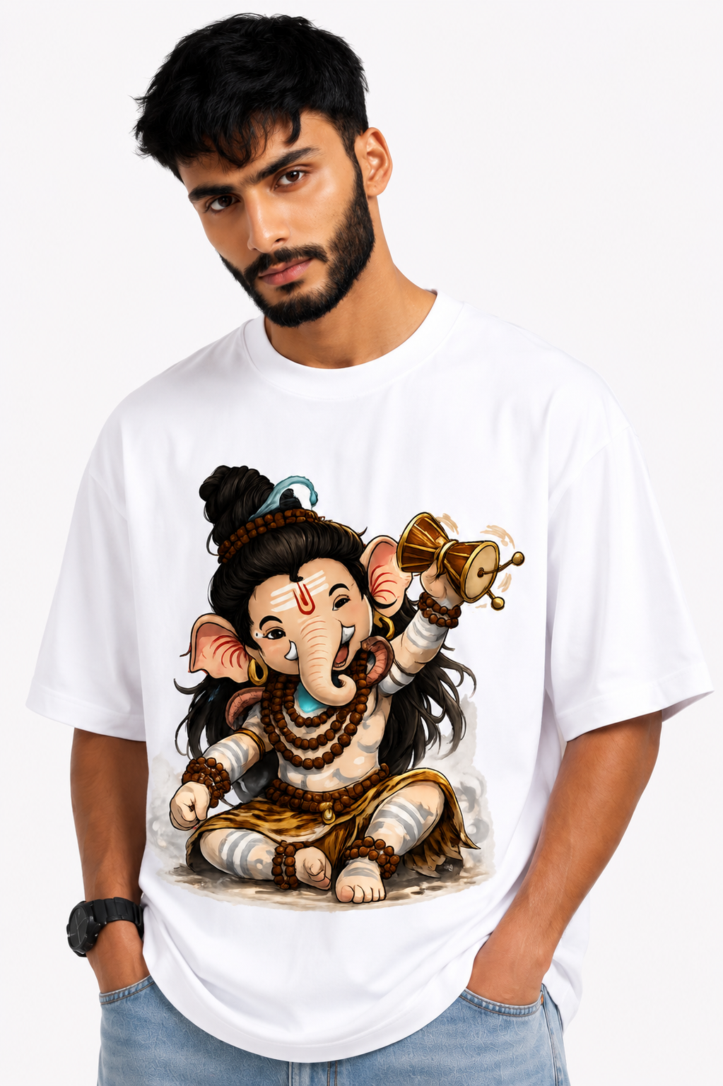 StitchVaults™ Bal Shiva Oversized Graphic T-Shirt – SHIVA LEGACY™ Collection | Premium Cotton